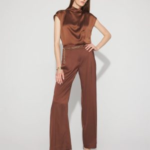 Petite Jacquard Pleated Wide-Leg Pant