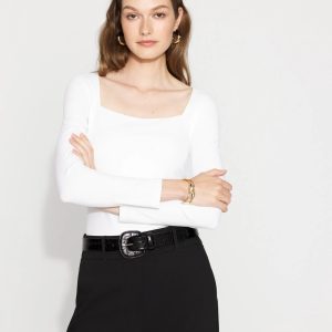 WHBM FORME™ All Ways Stretch Square Neck Long-Sleeve Tee