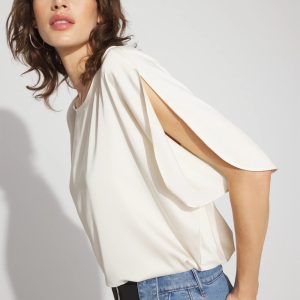 Satin + Jersey Split Sleeve Tee
